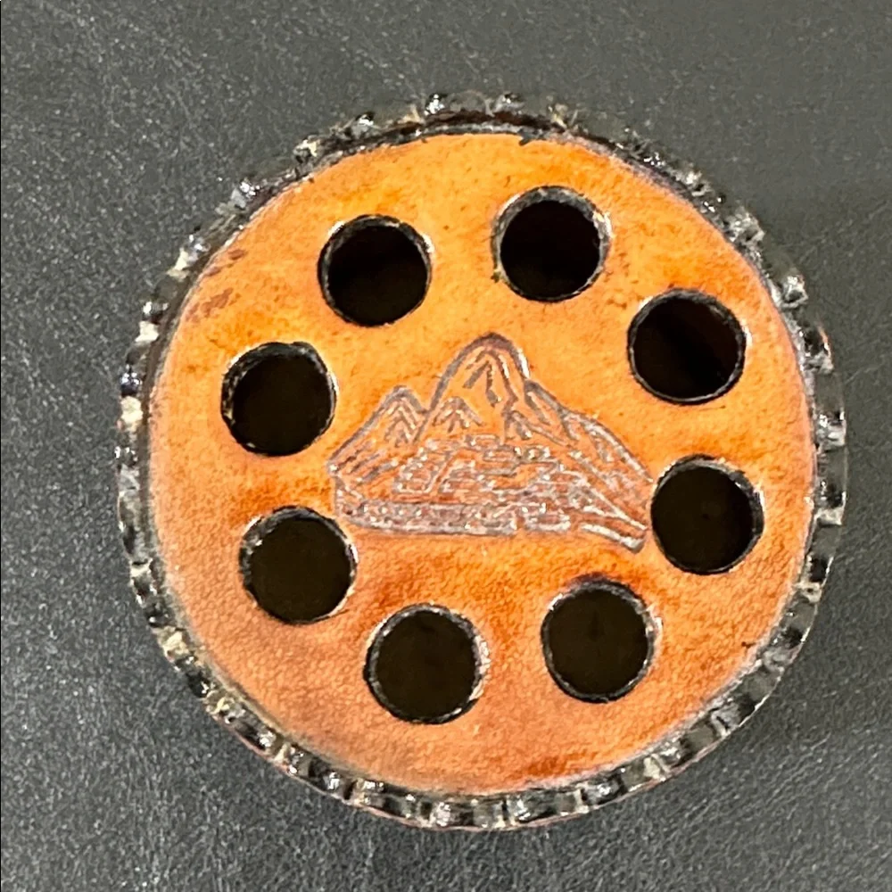 Embossed Leather Peruvian Vintage Pencil Holder